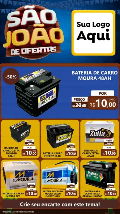 Modelo de Rede Social para Stories com o tema São João Ofertas Imbatíveis! - Junina para Baterias Elétricas