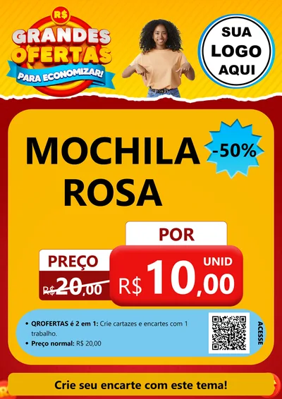 Modelo de Cartaz para Cartaz A4 Vertical com o tema Grandes Ofertas Para Economizar! para Papelaria