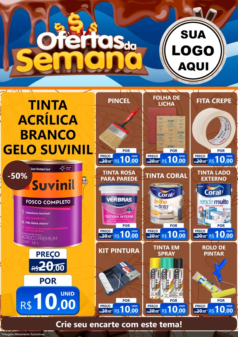 Modelo de Encarte para Encarte A4 Vertical com o tema Ofertas da Semana - Páscoa para Tintas e Ferramentas