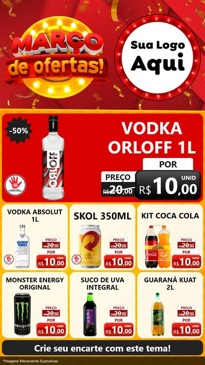 Modelo de Rede Social para Stories com o tema Março de Ofertas! para Distribuidora de bebidas