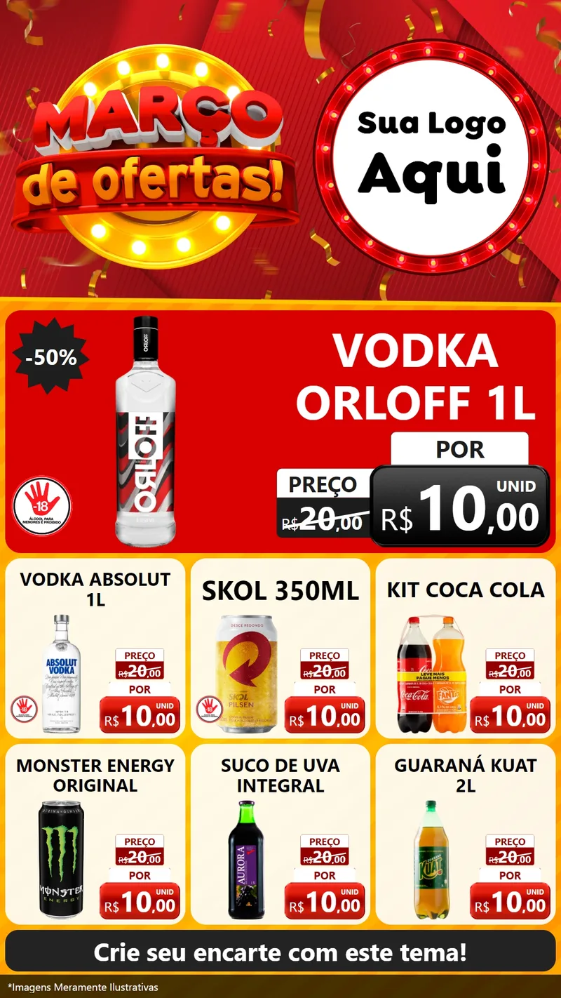 Modelo de Rede Social para Stories com o tema Março de Ofertas! para Distribuidora de bebidas