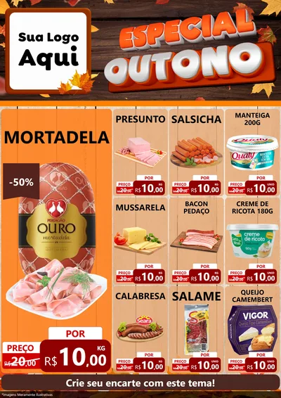 Modelo de Encarte para Encarte A4 Vertical com o tema Especial Outono para Frios e Laticínios
