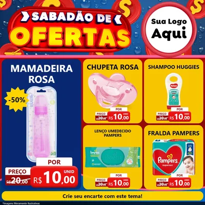 Modelo de Rede Social para Feed Facebook com o tema Sabadão de Ofertas para Bebês