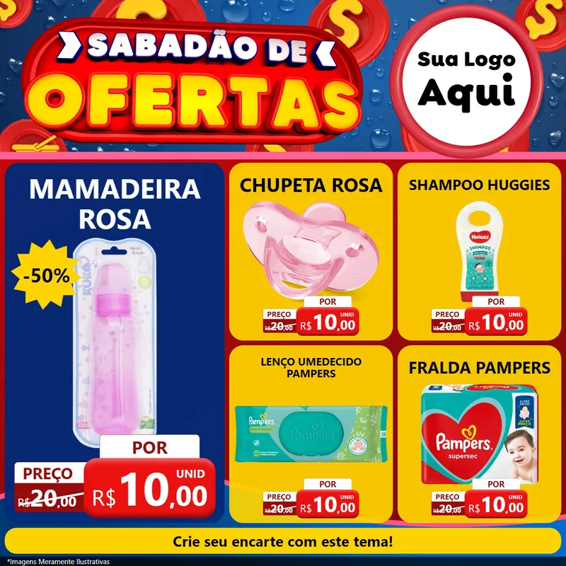 Modelo de Rede Social para Feed Facebook com o tema Sabadão de Ofertas para Bebês