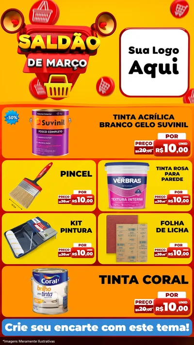 Modelo de TV para TV Vertical com o tema Saldão de Março para Tintas e Ferramentas