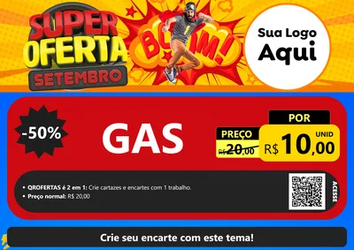 Modelo de Cartaz para Cartaz A4 Horizontal com o tema Super Oferta Setembro para Água e gás