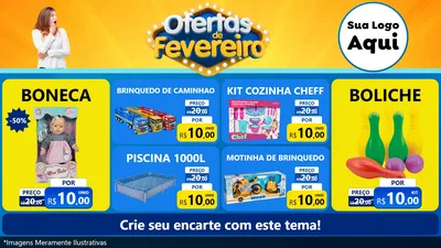 Modelo de TV para TV Horizontal com o tema Ofertas de Fevereiro para Brinquedos