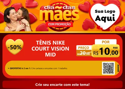 Modelo de Cartaz para Cartaz A4 Horizontal com o tema Dia das Mães com Promoção para Calçados