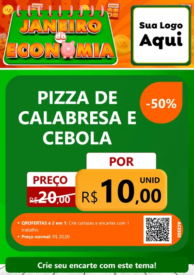 Modelo de Cartaz para Cartaz A4 Vertical com o tema Janeiro da Economia para Pizzaria