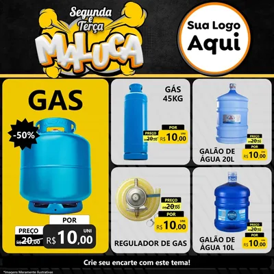 Modelo de Rede Social para Feed Facebook com o tema Segunda e Terça Maluca para Água e gás