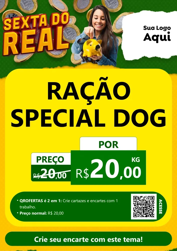 Modelo de Cartaz para Cartaz A4 Vertical com o tema Sexta do Real para Pet Shop