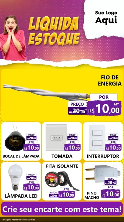 Modelo de Rede Social para Stories com o tema Liquida estoque para Materiais Elétricos