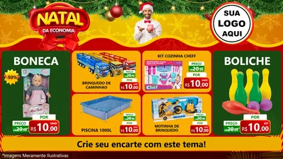 Modelo de TV para TV Horizontal com o tema Natal da Economia para Brinquedos