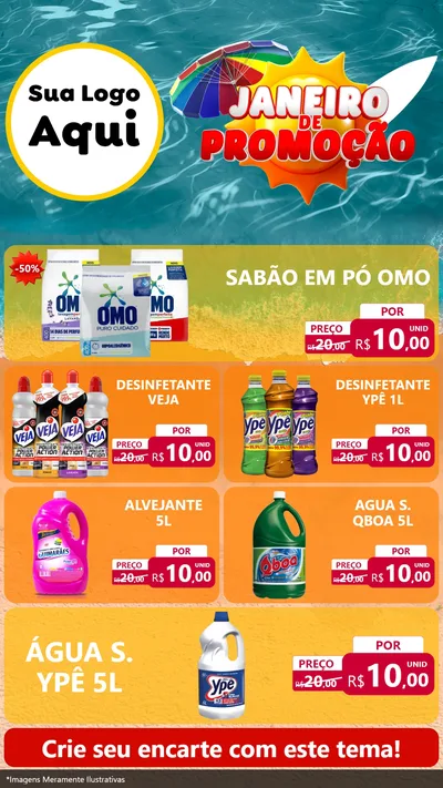 Modelo de TV para TV Vertical com o tema Janeiro de Promoção para Produtos de Limpeza