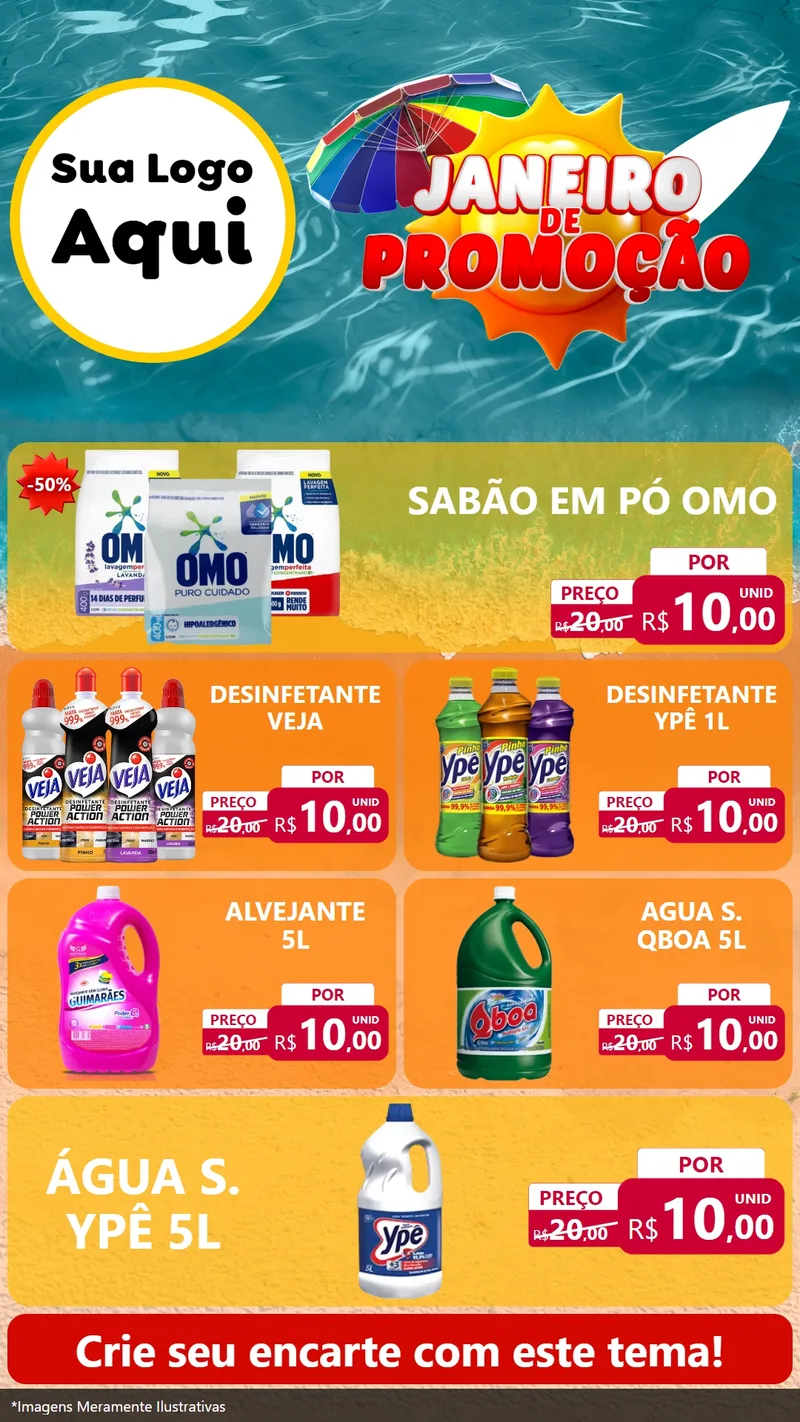 Modelo de TV para TV Vertical com o tema Janeiro de Promoção para Produtos de Limpeza