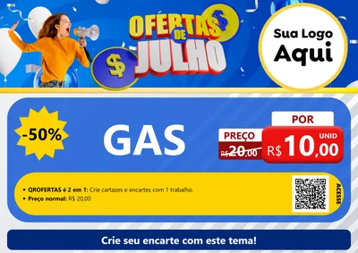 Modelo de Cartaz para Cartaz A4 Horizontal com o tema Ofertas de Julho para Água e gás