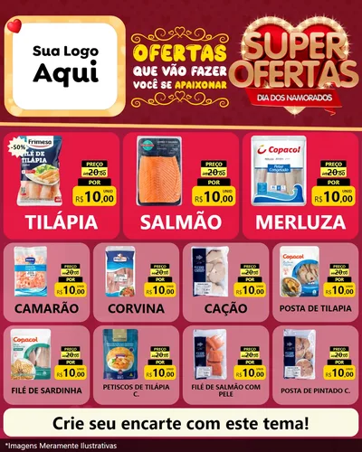 Modelo de Rede Social para Feed Instagram com o tema Dia dos Namorados para Peixaria