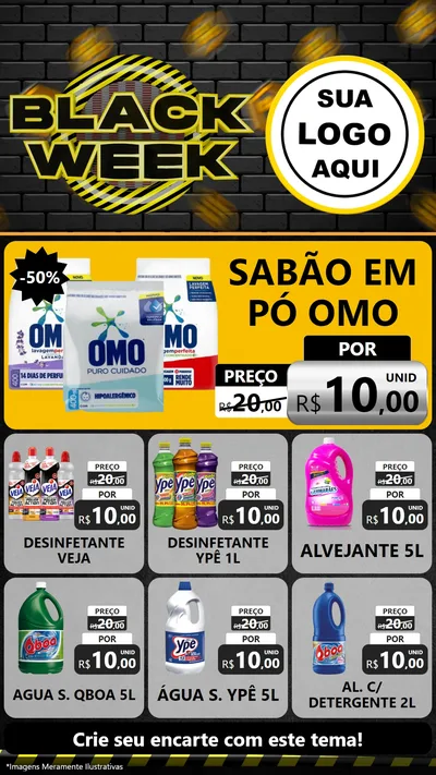 Modelo de Rede Social para Stories com o tema Black Week para Produtos de Limpeza