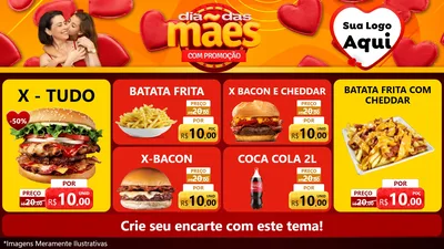 Modelo de TV para TV Horizontal com o tema Dia das Mães com Promoção para Hamburgueria