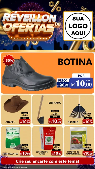 Modelo de Rede Social para Stories com o tema Réveillon de Ofertas para Agropecuária