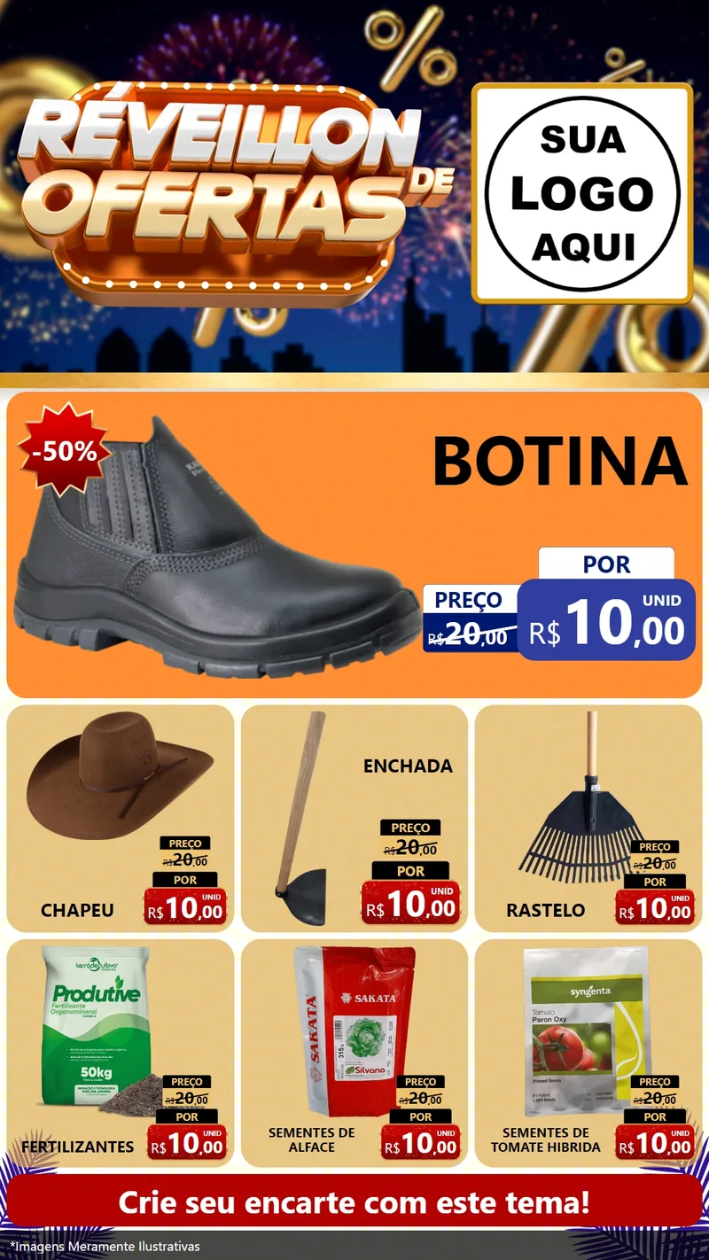 Modelo de Rede Social para Stories com o tema Réveillon de Ofertas para Agropecuária