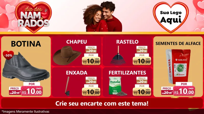 Modelo de TV para TV Horizontal com o tema Dia dos Namorados para Agropecuária
