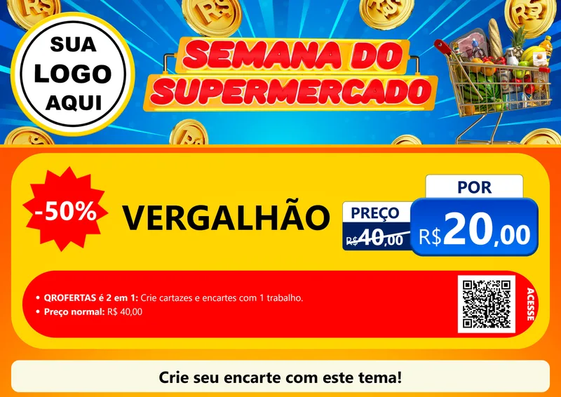 Modelo de Cartaz para Cartaz A4 Horizontal com o tema Semana do Supermercado para Ferragens