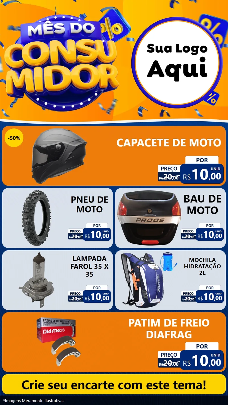 Modelo de TV para TV Vertical com o tema Mês do Consumidor para Moto peças