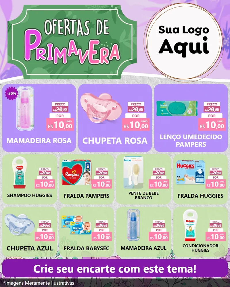 Modelo de Rede Social para Feed Instagram com o tema Ofertas de Primavera para Bebês