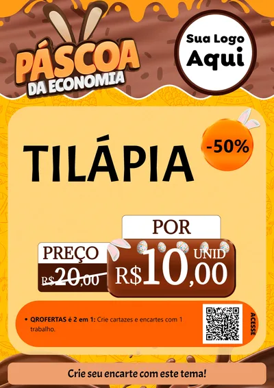 Modelo de Cartaz para Cartaz A4 Vertical com o tema Páscoa da Economia para Peixaria