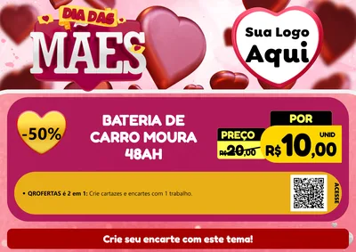 Modelo de Cartaz para Cartaz A4 Horizontal com o tema Dia Das Mães para Baterias Elétricas