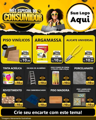 Modelo de Rede Social para Feed Instagram com o tema Mês Especial do Consumidor para Material para Construção