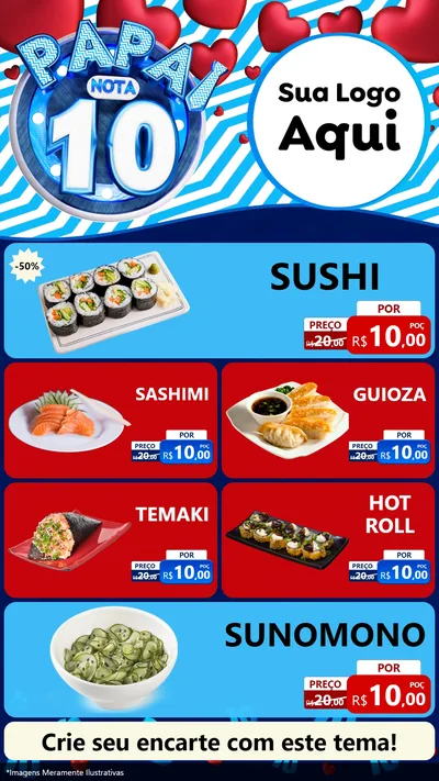 Modelo de TV para TV Vertical com o tema Papai Nota 10 para Comida japonesa