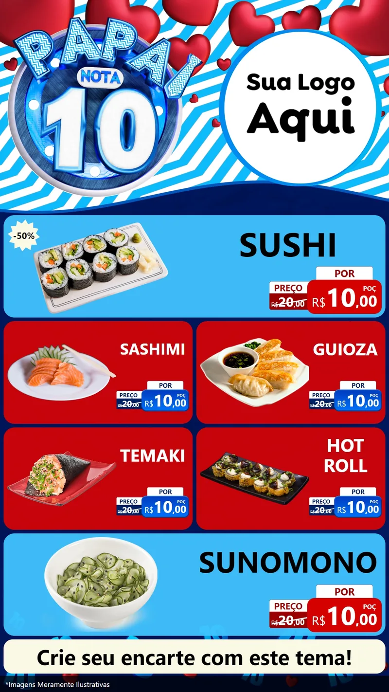 Modelo de TV para TV Vertical com o tema Papai Nota 10 para Comida japonesa