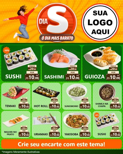 Modelo de Rede Social para Feed Instagram com o tema Dia S - O Dia Mais Barato para Comida japonesa