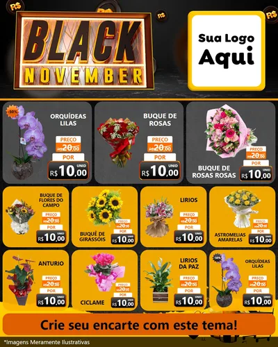 Modelo de Rede Social para Feed Instagram com o tema Black November para Floricultura e jardim