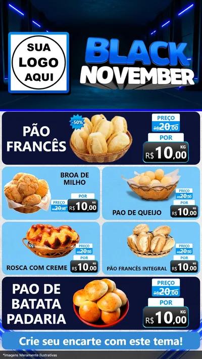 Modelo de TV para TV Vertical com o tema Black November para Padaria