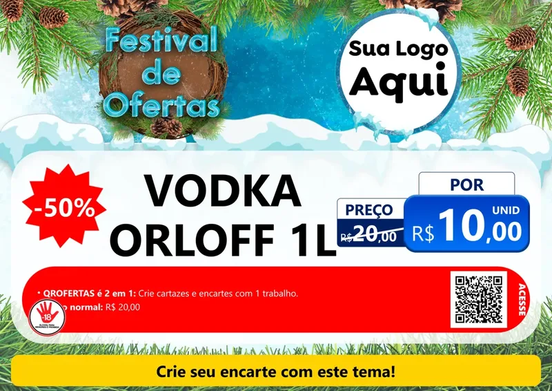 Modelo de Cartaz para Cartaz A4 Horizontal com o tema Festival de Ofertas - Inverno para Distribuidora de bebidas