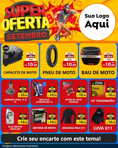 Modelo de Rede Social para Feed Instagram com o tema Super Oferta Setembro para Moto peças