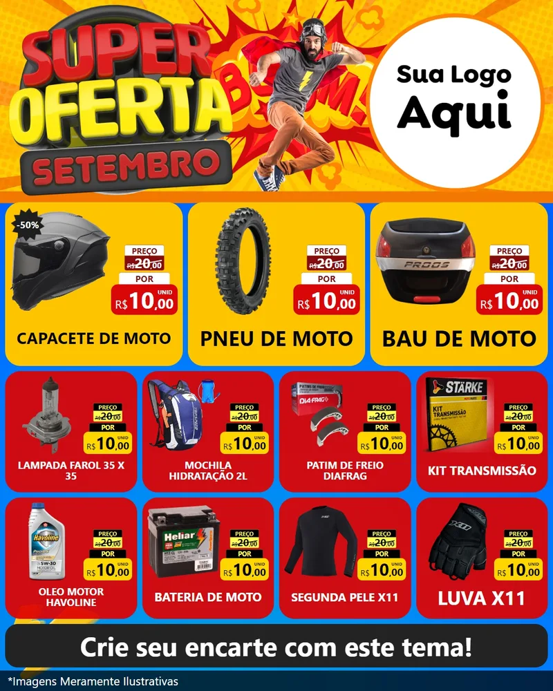 Modelo de Rede Social para Feed Instagram com o tema Super Oferta Setembro para Moto peças