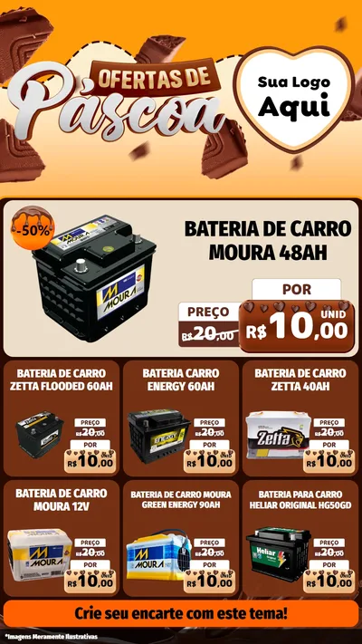 Modelo de Rede Social para Stories com o tema Ofertas de Páscoa para Baterias Elétricas