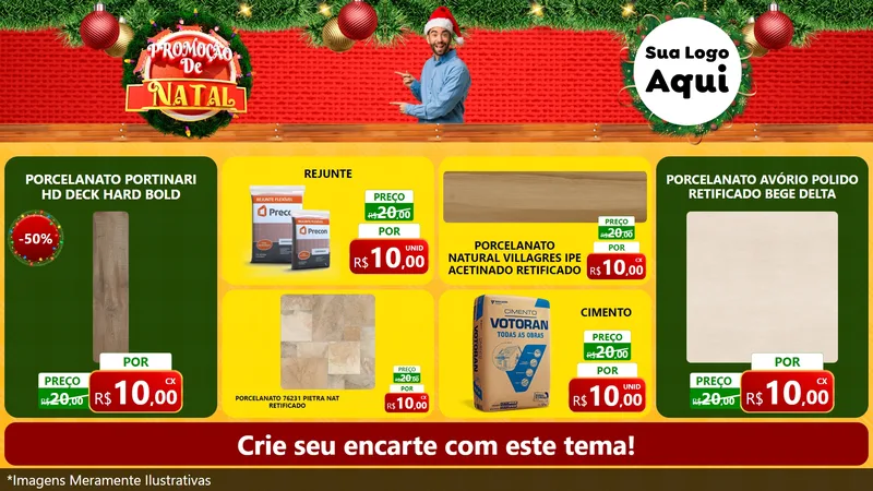 Modelo de TV para TV Horizontal com o tema Promoção de Natal para Pisos e revestimentos