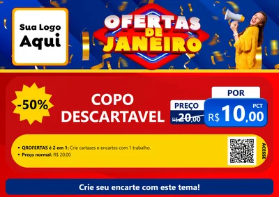 Modelo de Cartaz para Cartaz A4 Horizontal com o tema Ofertas de Janeiro para Embalagens
