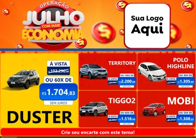 Modelo de Encarte para Encarte A4 Horizontal com o tema Operação Julho Com Mais Economia para Concessionaria de Carros