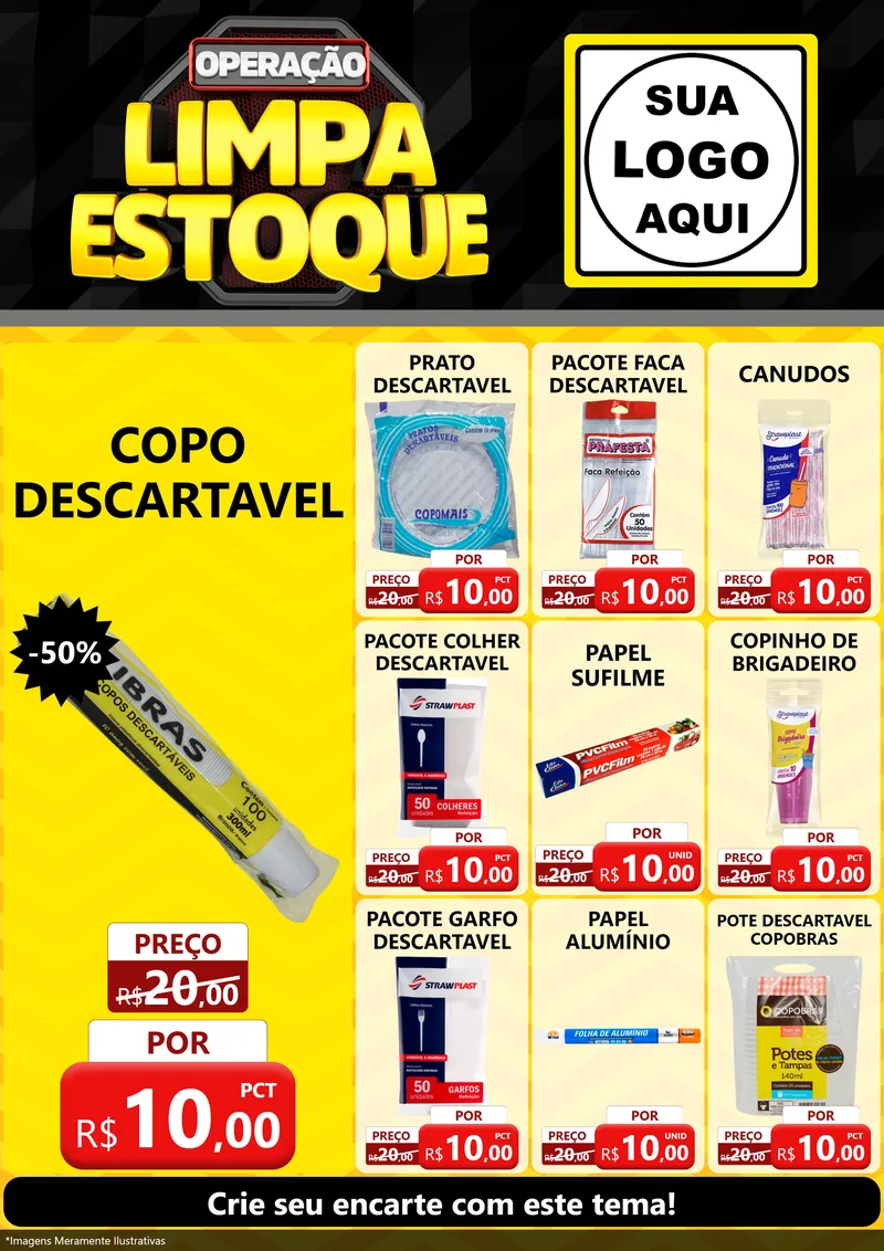 Modelo de Encarte para Encarte A4 Vertical com o tema Operação Limpa Estoque para Embalagens