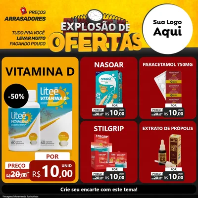 Modelo de Rede Social para Feed Facebook com o tema Explosão de Ofertas para Farmácia