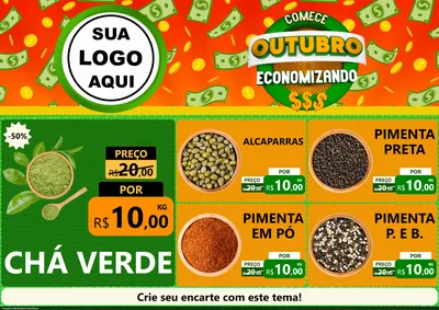 Modelo de Encarte para Encarte A4 Horizontal com o tema Comece Outubro Economizando para Produtos Naturais