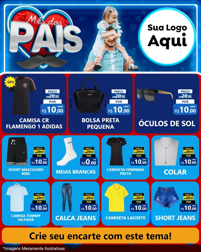 Modelo de Rede Social para Feed Instagram com o tema Mês Dos Pais para Roupas e acessórios