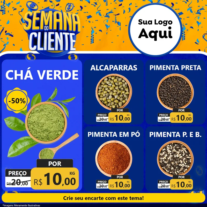 Modelo de Rede Social para Feed Facebook com o tema Semana do Cliente para Produtos Naturais