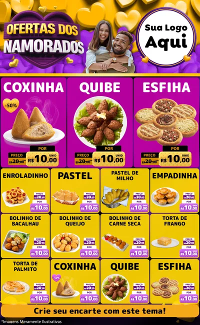 Modelo de Encarte para Encarte Grande com o tema Oferta Dos Namorados para Salgadaria
